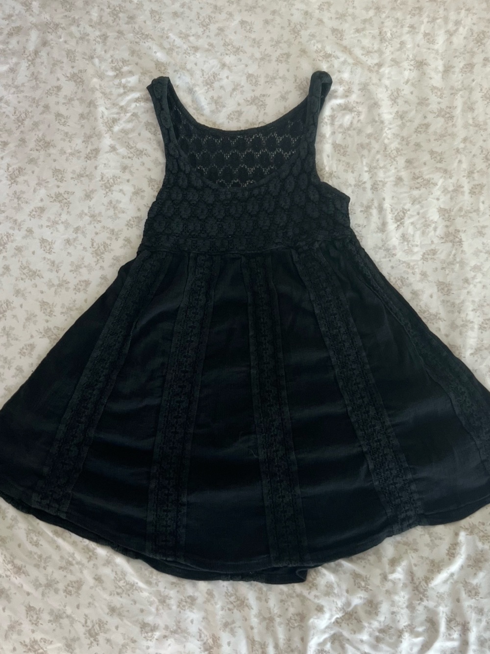 Black Crochet Bodice Shirt